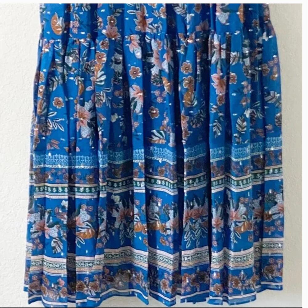 Veronica Beard Sama Silk Maxi Dress 4 Paisley Floral Blue Boho Romantic Western - Picture 6 of 11